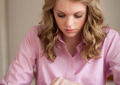 Girl in Pink Studying Scriptures